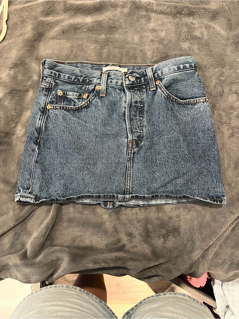 Levi's Vintage-Style Washed Blue Denim Mini Skirt